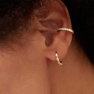 Boucle d'oreille plaquee or 14 carats avec zircone cubique