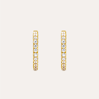 Boucles d'oreilles plaquees or 14 carats avec zircone cubique