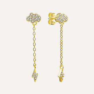 Boucles d'oreilles plaquees or 18 carats avec zircone cubique